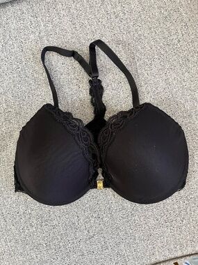 Natori Black Lace-Trim Plunge T-Shirt Bra
